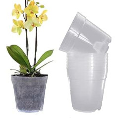 CHTASO Transparenter Orchideentopf mit Löchern (8er-Pack) – 14 cm – Kunststofftöpfe für Pflanzen, Blumen
