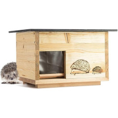 Woid Herz Hedgehog House 2 x Impregnated (IG4) Hedgehog Hotel Hedgehog House ar žurkas atloku - ar pamatni un noņemamu jumta atvērumu ērtākai tīrīšanai