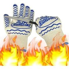 500°C Extreme Heat Resistant BBQ Oven Gloves - EN407 Certified, Thick but Lightweight for Kitchen Pottery and Outdoor Activities, 1 Pair (2 Piece Set) (White)