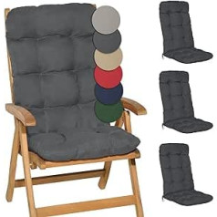 Beautissu Flair HL 4 krēslu spilvenu komplekts ar augstu atzveltni, 120 x 50 x 8 cm, Sēdekļa spilvenu komplekts dārza krēsliem, Āra krēsla spilvens krēsliem ar augstu atzveltni, grafīta pelēks