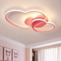 LED 40 W Ceiling Light Dimmable Children's Room Lamp Boys Girls Bedroom Ceiling Lamp with Remote Control Love Heart Design Acrylic Metal Ceiling Lighting Chandelier for Dining Room Ceiling Light, Pink