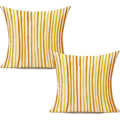 All Smiles Fall Outdoor Throw Pillow Covers 18 x 18 Inch Set of 2 Yellow Patio Bench Garden Porch Sunbrella Furniture Sage Lines Stripe Cushion Covers Decorative for Sofa Couch