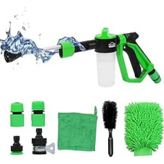 Multifunctional Car Water Gun, Low Pressure Cleaning Foam Gun, Foam Washing Gun for Car, Home, Garden, 3 Modes with Adjustable Nozzles, and 2 Types of Car Wash Cloths