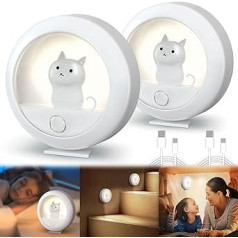 Pack of 2 Children's Night Lights with Motion Sensor, Rechargeable USB Night Light Baby with 3 Modes (Auto/On/Off), Warm White LED Night Light with Motion Sensor for Children's Room, Bedroom, Baby