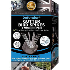 Defender Gutter Spikes | 3 m iepakojums ar 40 sānu baložu un kaiju ceļvedi