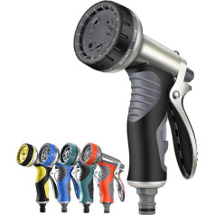 Garden Hand Shower, Nozzles & Sprayers with 9 Watering Patterns, Multi Shower Metal Garden Shower, Spray Nozzle for Watering, Car Washing, Pet Bathing, Household