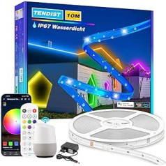 TENDIST WiFi LED sloksne āra 10 m, āra LED sloksne ūdensizturīga 24 V, RGB IP67 LED sloksne saderīga ar Alexa Smart un Google Home, LED gaismas sloksne balkonam, baseinam, lapenes apgaismojumam