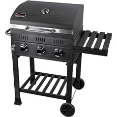 Activa Adana Grill Gas Barbecue Trolley 3 Burners Cast Iron Cast Grate