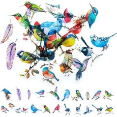 ASTER iepakojumā 80 mini putnu uzlīmes Spalvas Fly Bird uzlīmes 3-5 cm Krāsainas caurspīdīgas PET Scrapbooking uzlīmes Amatniecības uzlīmes ziediem klēpjdatoru slidu krūzes bagāžai