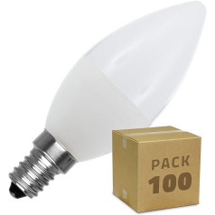 LEDKIA LIGHTING 100er Pack LED-Glühbirnen E14 C37 5W Kaltes Weiss 180º