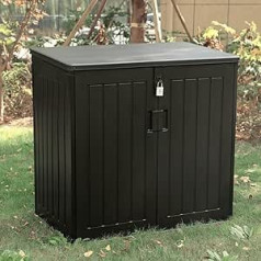 Olsen & Smith lielas ietilpības āra dārza uzglabāšanas kaste ar piekaramo slēdzeni, plastmasas nojume, Wheelie atkritumu kaste — ideāli piemērota 2 x 190 l konteineriem un daudziem citiem (775 l, melns)
