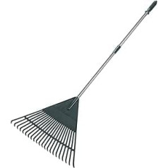 ORIENTOOLS Garden Rake Adjustable Leaf Rake Telescopic Handle Leaf Rake Lightweight Steel Handle Plastic Head with 22 Prongs 106 to 150 cm Green