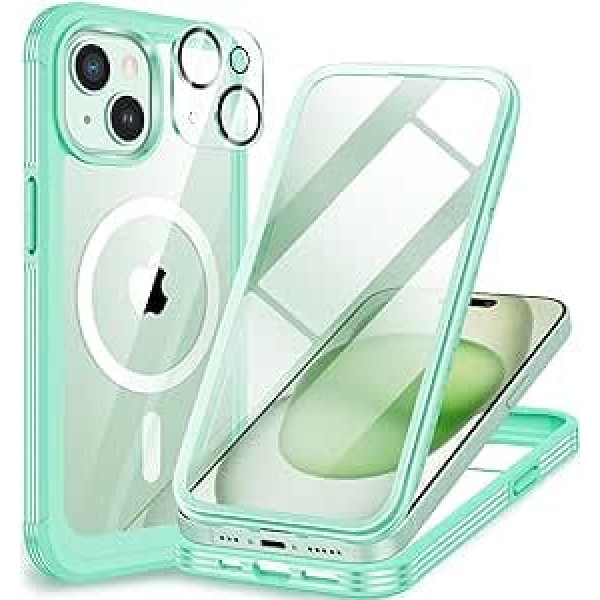 CENHUFO Case for iPhone 15 Plus, Compatible with MagSafe Built-in Tempered Glass Screen Protector and Camera Protection, 360 Degree Protective Case, Shockproof Cover Case, Magnetic Mobile Phone Case