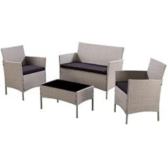 Rattan Garden Furniture 4-Piece Patio Set with Rattan Garden Table and Garden Chairs, Garden Bistro Set for 4, with Optional Rattan Garden Furniture Cover (Light Grey + Cover)