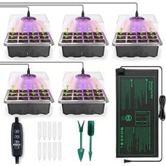 NAMOTEK Saatgut-Starterschale mit Heizmatte und Wachstumskuppeln für leichte Luftfeuchtigkeit, 60 Zellen, Keimstation, Klon-Kit