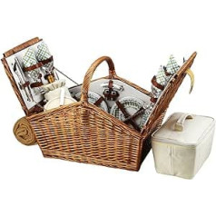 Picnic at Ascot Huntsman London Basket for 4 People with Coffee Set and Blanket Wicker with Gazebo Plates / Napkins