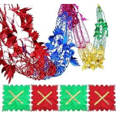 Christmas Blanket Decorations, 4 Pack Christmas Foil Decorations Garland Festive Hanging Tinsel Swirls Decorations for Indoor Outdoor Birthday Wedding Party Supplies 2.5M