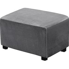 DUJUIKE Ottoman Covers Rectangle Ottoman Covers, Ottoman Slipcover for Footrest Footstool Furniture, Comfortable Stretch Velvet with Elastic Bottom (L:83-100cm/W:60-91cm/H:38-49cm,Grey)