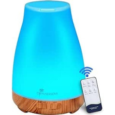 300 ml Diffuser Remote Control Aroma Diffuser for Essential Oils Ultrasonic Humidifier with 7 Colours LED, Timer Setting, Auto-Off