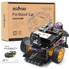 OSOYOO Pie Robot Car, Robot Kit Raspberry Pi 3B 3A+ 3B+ 4 Programmējams: Mint komplekts vidējam līmenim, vidusskolai, koledžai un hobijam, celtniecība un programmēšana ar Python