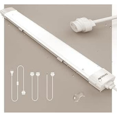 Mitrās telpas gaismas diode ar spraudni 36 W 4000 LM 120 cm Savienojama darbnīcas lampa IP66 Ūdensizturīgs LED cauruļu gaisma garāžas pagraba darbnīcai Mitrā telpa Vannas istaba Biroja noliktava Hobija telpa Neitrāli Balta 4000 K