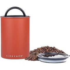 Airscape nerūsējošā tērauda kafijas kanna - pārtikas uzglabāšanas trauks - patentēts hermētisks vāks - saglabā pārtikas svaigumu no pārmērīga gaisa (vidējs, matēts sarkans)