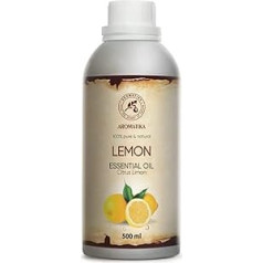 Citronu eļļa 500 ml - Citrusaugļu citronu eļļa - 100% dabīga tīra ēteriskā citronu eļļa - Citrons dabīgai kosmētikai un aromterapijai - Eļļa aromātu difuzoriem - Citronu eļļa smaržīgām svecēm un ziepēm