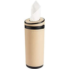 Car Tissue Tube Holder, PU Leather Cylinder Tissue Box, Diameter 2.75 Inches, Round Tissue Container for Car Cup Holder