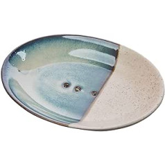 Tranquillo Rustic Oval Ceramic Soap Dish with Holes for Water Drainage 14 x 9.5 cm