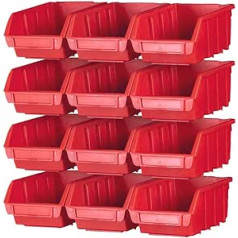 Faithfull FAIPAN12 12 Plastic Storage Bin Set with 4 Wall Mounting Rails (16 Piece Set), Fixings Included