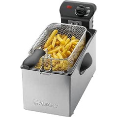 Clatronic FR 3586 Edelstahl-Fritteuse 2,5L Perfekt für Pommes Frittes u. Nuggets, geruchsarmes frittieren, Schnelle Erhitzung Thermostat stufenlos einstellbar, Inox