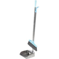 Veemoon 1 Set Outdoor Dustpan Floor Brush Metal Dustpan Stand Up Dustpan Stainless Steel Pot Dustpan with Broom Dustpan with Long Handle Home Broom and