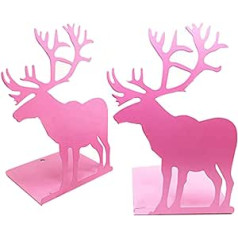 Fashion Creative Cartoon Cute Iron Elch Elch Muster rutschfeste Metall Büro Schreibtisch Buchstützen (Pink)
