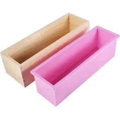 Silicone Soap Mould Wooden Box, Fydun -40 °C to 220 °C Rectangular Silicone Soap Mould Wooden Box for DIY Baking Cake Bread Toast Mould
