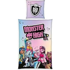 Monster High gultas veļa, spilvendrāna apm. 70 x 90 cm, segas pārvalks apm. 140 x 200 cm, ar gludu rāvējslēdzēju, 100% kokvilna, Renforcé