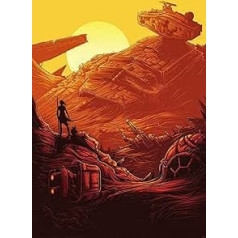 Zvaigžņu karu Komar neausta fototapete Star Wars Jakku zvaigžņu iznīcinātājs 200 x 280 cm (platums x augstums) Rey zvaigžņu iznīcinātājs IADX4-027