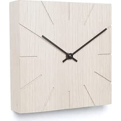 Natuhr Wooden Wall Clock Table Clock Oak Wood - Beam - Low Noise Solid Wood Design 17 x 17 cm (Limed Oak Black Hands, Quartz Movement)