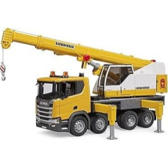 bruder 03571 — Scania Super 560R Liebherr celtņa kravas automašīna ar gaismas un skaņas moduli — 1:16 transportlīdzekļi, celtniecības transportlīdzeklis, celtņa kravas automašīna, rotaļlieta no 4 gadiem