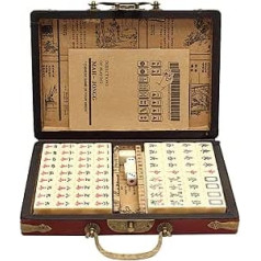 AEROBĀTIKA Pārnēsājams Vintage Mahjong Reti ķīniešu 144 flīžu madžong komplekts ar ādas kasti Mah-Jongg ķīniešu antīkās madžongs spēles ģimenes spēles