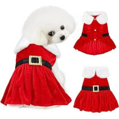 SBAYOOL Weihnachten Kleine Hundekleidung, warmes süßes Weihnachtsmann-Outfit für Hunde, Xmas Holiday Party Hundekleid, Hundeoutfit für Chihuahua, Pudel, Bichon, Pommern, Französische Bulldogge und