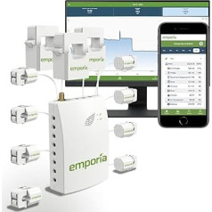 2 or 3 Phase Smart Home Energy Monitor Real Time Current Monitoring Meter | Solar/Mains Measurement (Monitor with 8 50A Sensors)