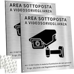 4 pack 6 x 6 alumīnija videonovērošanas zīme ar GDPR brīdinājumu, iepriekš izurbti caurumi, matēts alumīnijs, ūdensnecaurlaidīgs mājas biznesam iekštelpās ārā