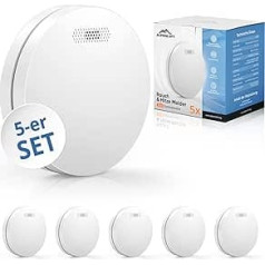 ALPENLUFT Smoke Detector Wireless Networked 10 Year Battery, Smoke Alarm & Heat Detector 2-in-1, Fire Detector, Fire Detector, Wireless Smoke Detector, Networkable, No Drilling, No LED Flashing