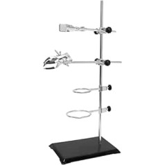 Wisamic Laboratory Stand Holder Laboratory Metal Handle Support Laboratory Tripod - Lab Stand (8 x 5 Inches), Rod (20 Inch H), Tripod Clamp, Clamps and Sleeves for Chemistry Physical Experiment