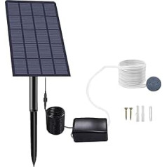 Andoer 2 W Solar Oxygen Pump, Oxygenator, Aquarium Air Pump, Fishing Aerator with Pipe, Bubble Stones for Garden, Aquarium, Outdoor Pool, Pond