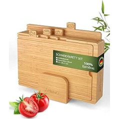 AMBIAVO® Bamboo Chopping Board Set with Raised Cutting Surface and Stand | Wooden Chopping Board Kitchen | Wooden Chopping Board | Kitchen Board | Cutting Board - Discover Now