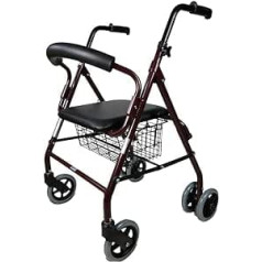 Mobiclinic, Rollator faltbar und leicht, Prado, Aluminium, Europäische Marke, Leicht, Faltbar, Druckbremsen, Laufhilfe Senioren, Gehwagen, Rollator mit Sitz und 4 Rädern, Bordeaux