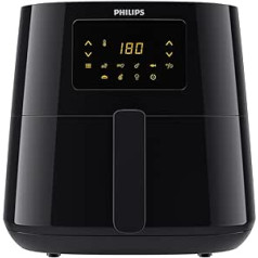 Philips Essential Airfryer XL — 6,2 l, 1,2 kg, 2000 vati, 7 gatavošanas iestatījumi, receptes (lietotne NutriU), digitālais displejs, ātrā gaisa tehnoloģija, melns (HD9270/90)