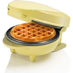 Bestron Mini waffle iron for classic waffles, small waffle maker with non-stick coating, for children's birthdays, family parties, Easter or Christmas, retro design, 550 watts, colour: yellow