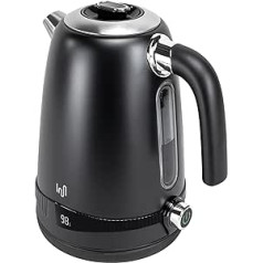 Impolio Retro Kettle 1.7 L, with Temperature Setting, Retro Vintage, Kettle Matt Black, TÜV Rheinland GS Certified, 2200 W, Kettle with Overheating Protection